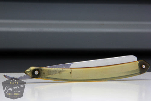 11/16" Dubl Duck Pearlduck Satin Wedge Straight Razor w/ Olive Acrylic Scales  | Solingen, Germany