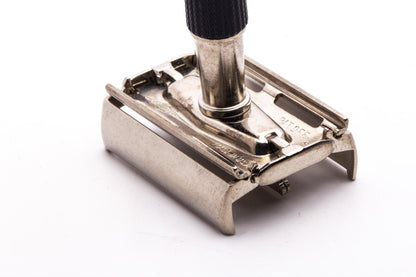 1973 T4 Gillette Black Handle Super Speed DE Safety Razor | Factory Nickel Revamp