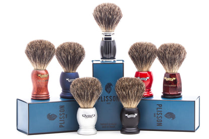 Plisson 1808 | Retro Lacquered and Chrome Finished Russian Gray Badger Shaving Brush