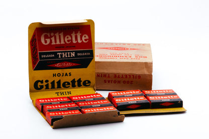 New Old Stock - 100 Gillette Thin Delgada - Made in Argentina - Double Edge Razor Blades