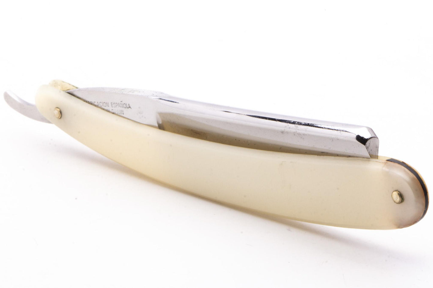 7/8" Filarmonica 14 Doble Temple Jose Monserrat Pou Straight Razor With Blue Inlay