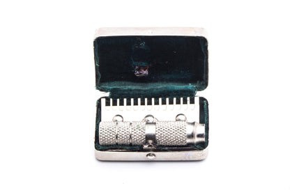 Three Piece Open Comb Travel Safety Razor With Metal Rothstien Case | Original Condition