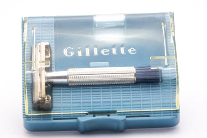 1956 B1 Gillette Blue Tip Light DE Super Speed Razor Set | Original Condition