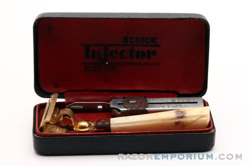 1940's Schick Gold SE Injector Bakelite Handle Set w/ Black Case