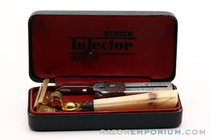1940's Schick Gold SE Injector Bakelite Handle Set w/ Black Case