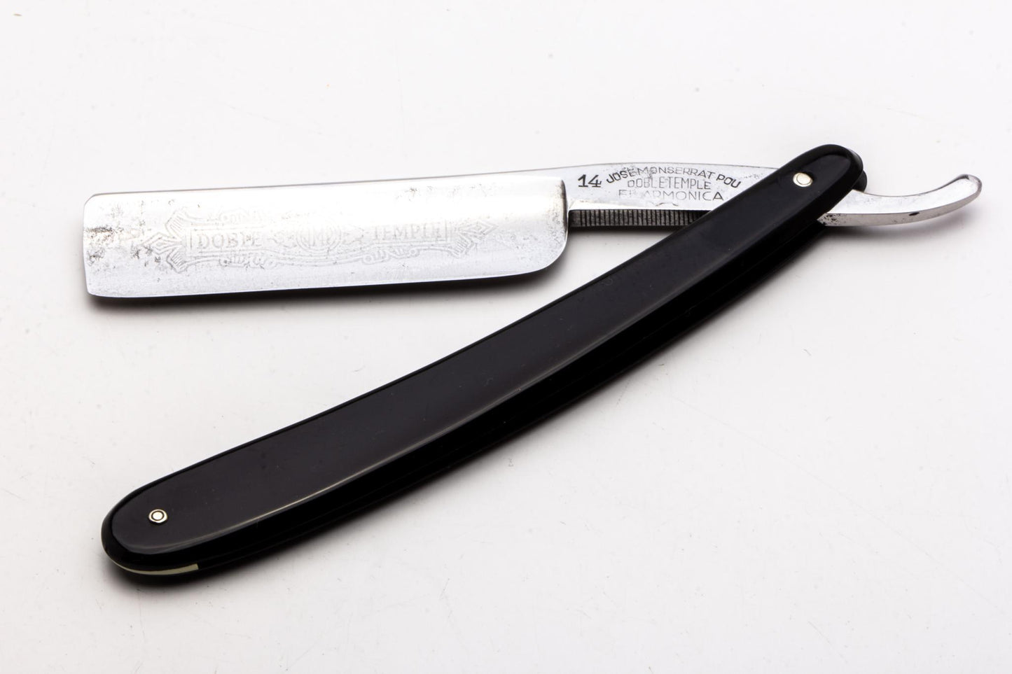 7/8" Filarmonica "Doble Temple" #14 Black Straight Razor w/ Coffin | Spain