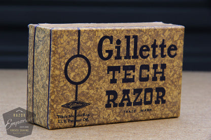 Gillette 1930's Nickel Tech Razor in Brown Box - Excellent