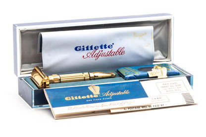1958 D1 Gillette Toggle Adjustable Double Edge Safety Razor Set | Original Condition