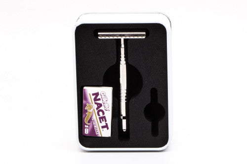 Yates Precision Shaving Model 921-H Scallop Bar Double Edge Safety Razor | Rhodium