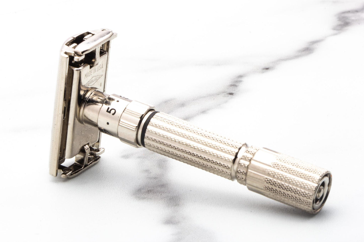 1958 D4 Gillette Fatboy TTO Adjustable Double Edge Safety Razor | Factory Nickel Revamp