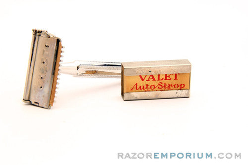 Valet Auto-Strop Razor Set in Maroon Leather Case w/ Box