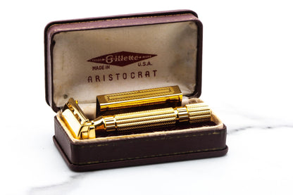 1946-47 Gillette Gold Aristocrat Double Edge Safety Razor  | 24K Gold Revamp