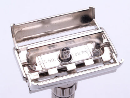 1958 D1 Gillette RED DOT Fatboy $1.95 Adjustable DE Safety Razor | Rhodium Revamp | RARE
