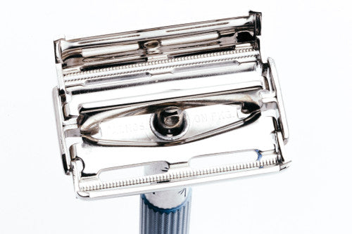 1963 I1 Lady Gillette Blue Star Double Edge Safety Razor | Factory Nickel Revamp