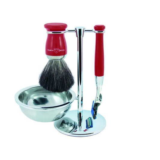 Edwin Jagger | Gillette® Fusion® ProGlide® Razor Shaving Set Red 4pc (Black Synthetic)