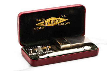 1920's Gillette Ball End Old Type Safety Razor Set | Original Condition