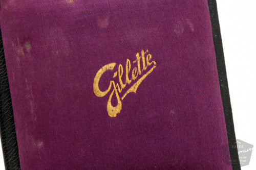 1916 Gillette Gold Single Ring Travel Set in Black Leather Case with Script Logo