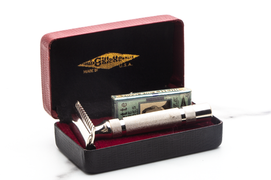 1930s Gillette 'NEW' Short Comb Common Bar Double Edge Safety Razor Set | Original Condition