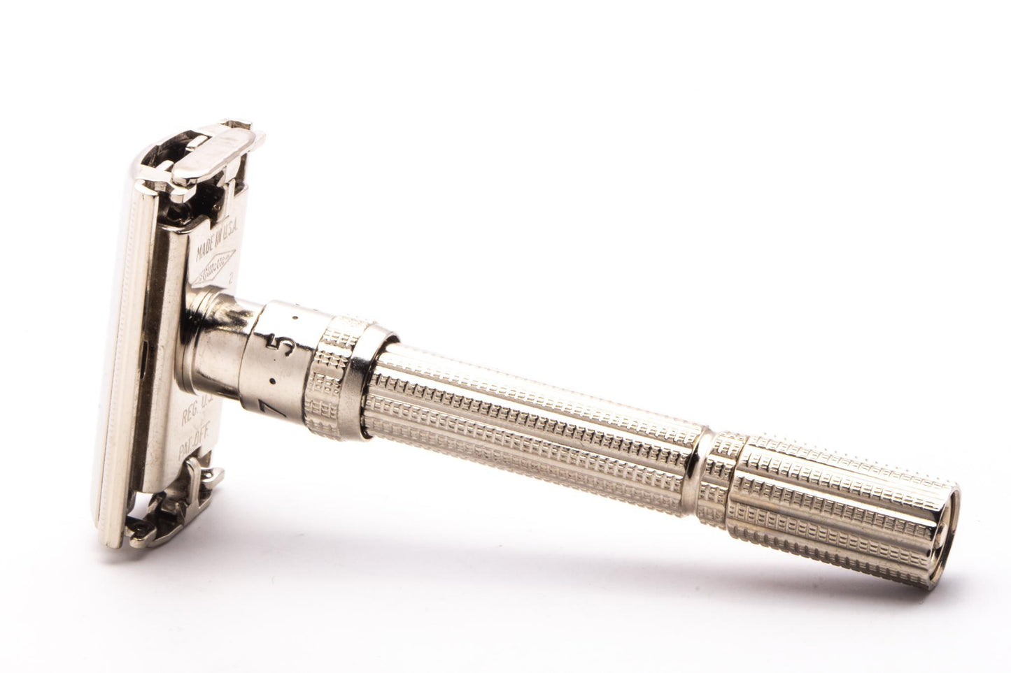 1963 I2 Gillette Slim Aristocrat Adjustable Double Edge Safety Razor | Factory Nickel Revamp