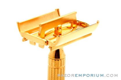 1956 Gillette B3 Diplomat Safety Razor w/ Leather Case and Original Blade Dispenser Original 24K Gold