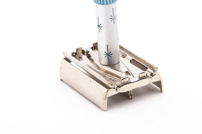 1965 K4  Gillette Blue Star Lady Gillette Double Edge Safety Razor | Factory Nickel Revamp