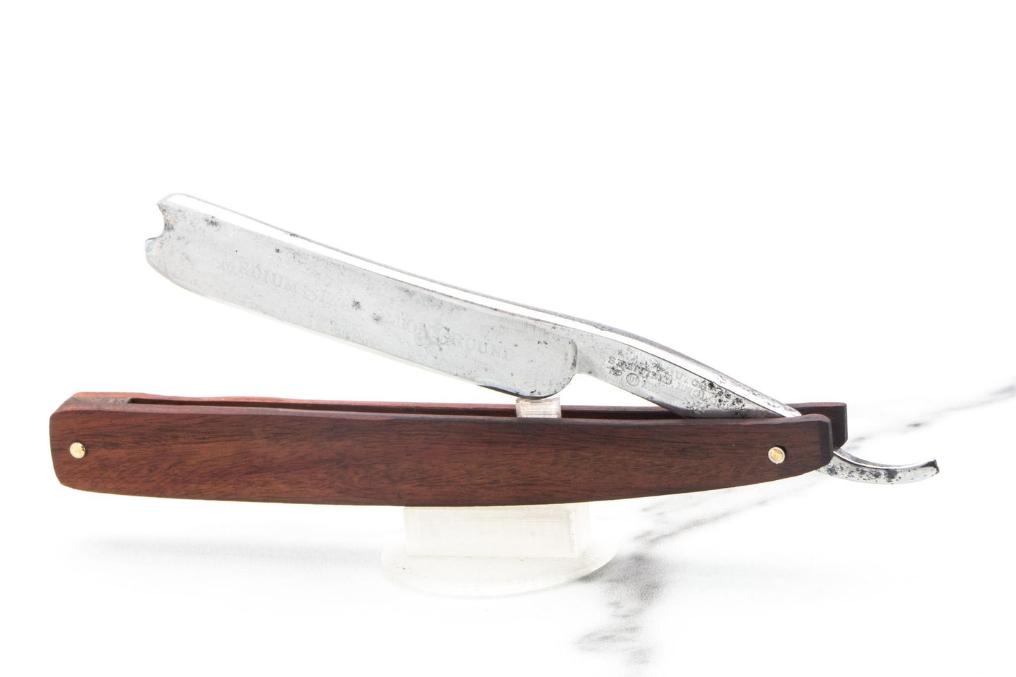 4/8" Vintage Restored Wade & Butcher Straight Razor With Wood Scales