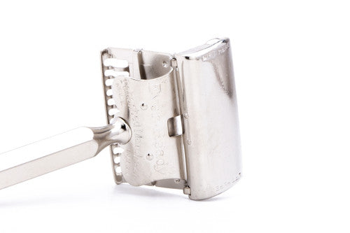 1912 Style Ever Ready Single Edge Safety Razor with Metal Case & Blade Bank | Nickel Revamp