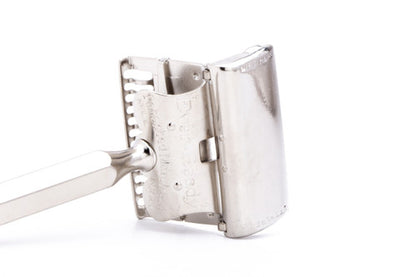 1912 Style Ever Ready Single Edge Safety Razor with Metal Case & Blade Bank | Nickel Revamp