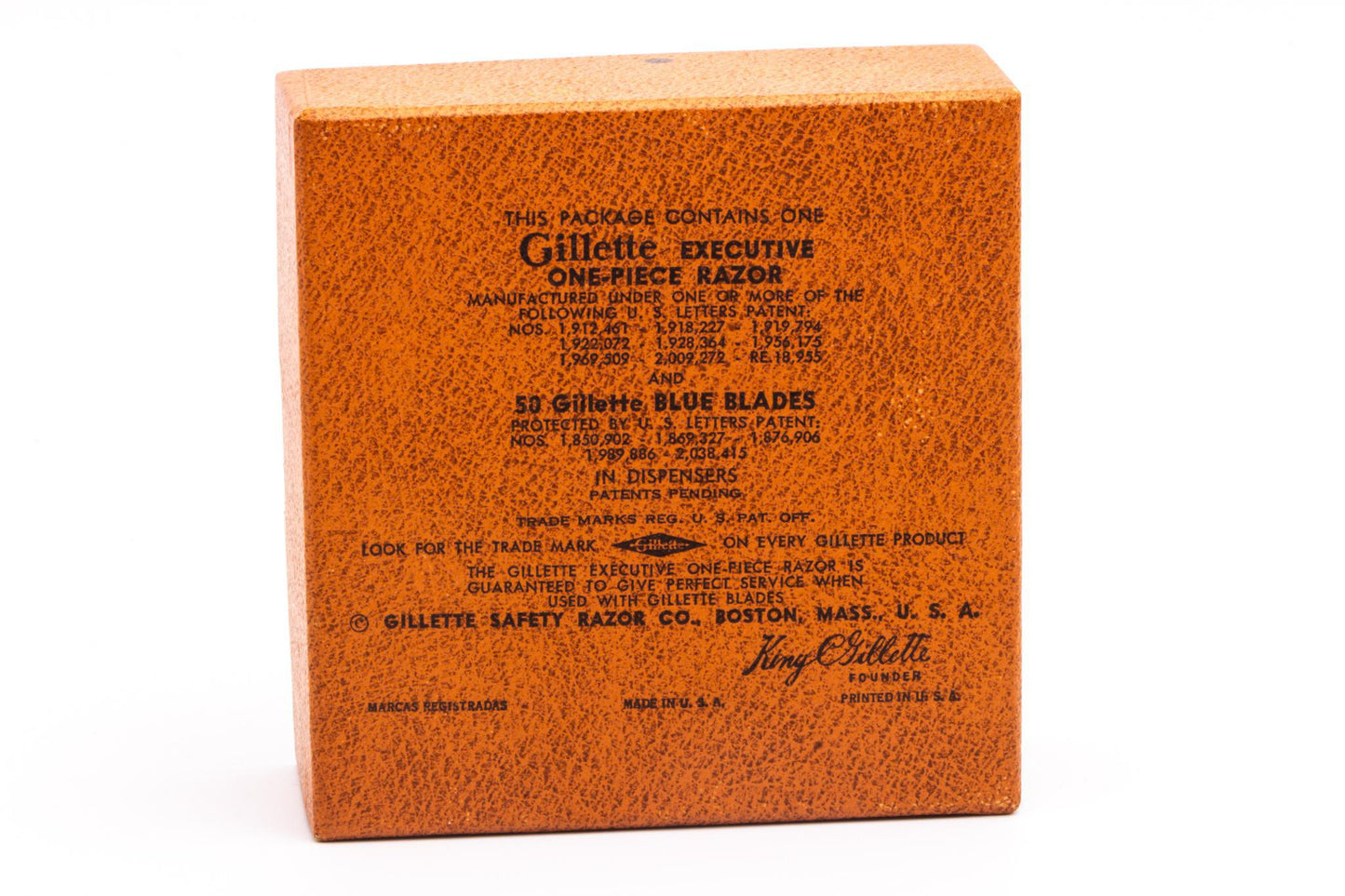 1948 Gillette Executive Double Edge Safety Razor Set w/ Ostrich Leather Case, Blade Bank, and Original Box