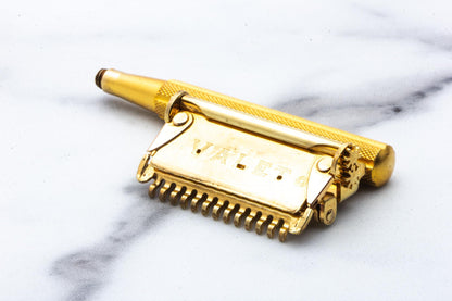 1940's Gold Valet Auto Strop Single Edge Razor Set w/ Green Case | Original Condition