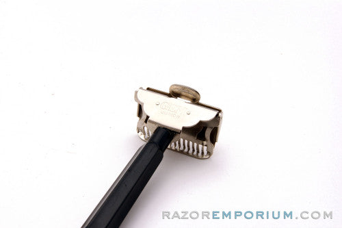 1930s Gem Junior SE Safety Razor w/ Black Handle Factory Nickel Revamp