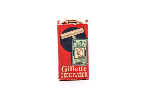 1952 X2 GilletteTech Double Edge Saftey Razor w/ Original Red Box | Electro Etched Logo