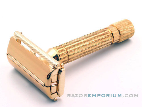 Gillette 1948-51 Aristocrat DE Safety Razor w/ Leather Case & Blades