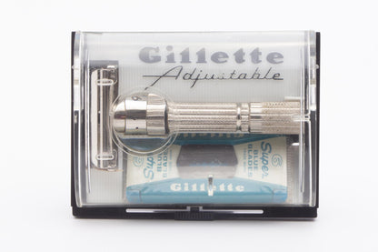 1961 G1 Gillette Fatboy $1.95 Adjustable Double Edge Razor Set | Original Condition