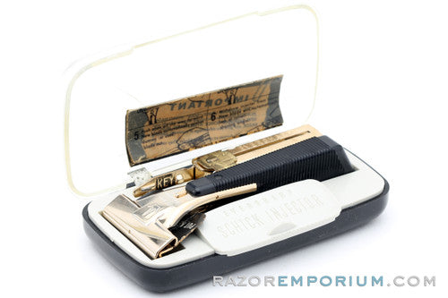 1950's Eversharp Schick Injector Safety Hydromatic Razor Set - Mint