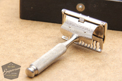 Ever-Ready 1912 Style Snap-Top Single Edge Safety Razor Set in Black Leather Box
