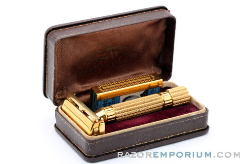 1948-50 Gillette Aristocrat Double Edge Razor Set | Factory Nickel Revamp
