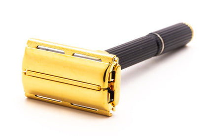 1978 Y2 Gillette Super Adjustable "Black Beauty" Double Edge Safety Razor | 24K Gold Revamp