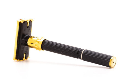 1978 Y2 Gillette Super Adjustable "Black Beauty" Double Edge Safety Razor | 24K Gold Revamp