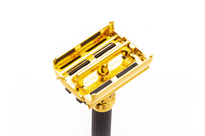1978 Y2 Gillette Super Adjustable "Black Beauty" Double Edge Safety Razor | 24K Gold Revamp