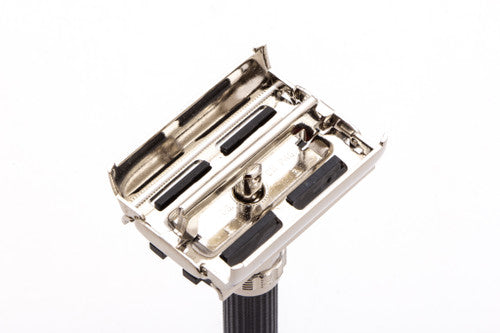 1984 E3 Gillette Super Adjustable 109  "Black Beauty" Double Edge Safety Razor | Factory Nickel Revamp