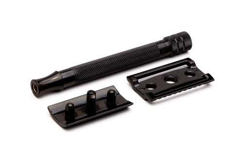 Merkur Solingen | Black PVD Coated Long Handle Closed Comb DE Safety Razor - No Box