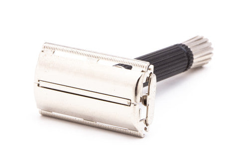 1972 S3 Gillette Black Handle Super Speed Safety Razor | Factory Nickel Revamp