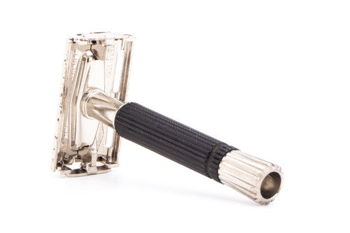 1972 S3 Gillette Black Handle Super Speed Safety Razor | Factory Nickel Revamp