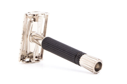 1972 S3 Gillette Black Handle Super Speed Safety Razor | Factory Nickel Revamp
