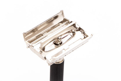 1972 S3 Gillette Black Handle Super Speed Safety Razor | Factory Nickel Revamp