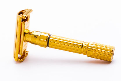 1958 D3 Gillette Executive Fatboy TTO Adjustable Safety Razor | 24K Gold Revamp