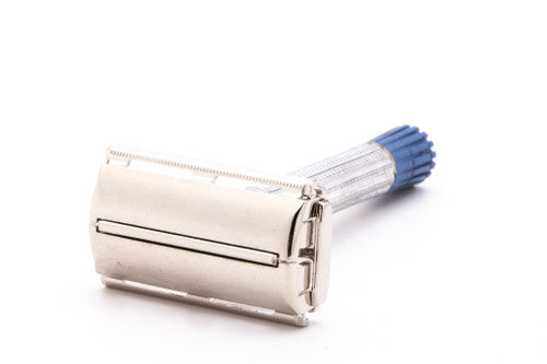 1958 D1 Gillette Blue-Tip Light Super Speed Double Edge Safety Razor | Factory Nickel Revamp