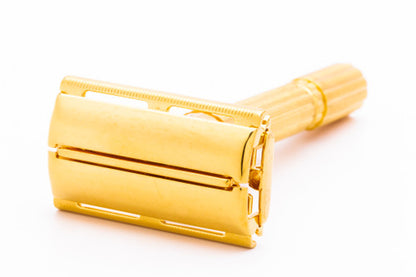 1964 J2 Gillette Slim Aristocrat Adjustable Double Edge Safety Razor | 24K Gold Revamp