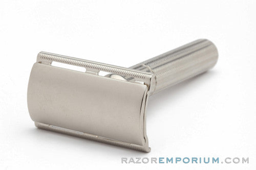 1954 Z1 Gillette Fat Handle Tech DE Safety Razor | Factory Nickel Revamp